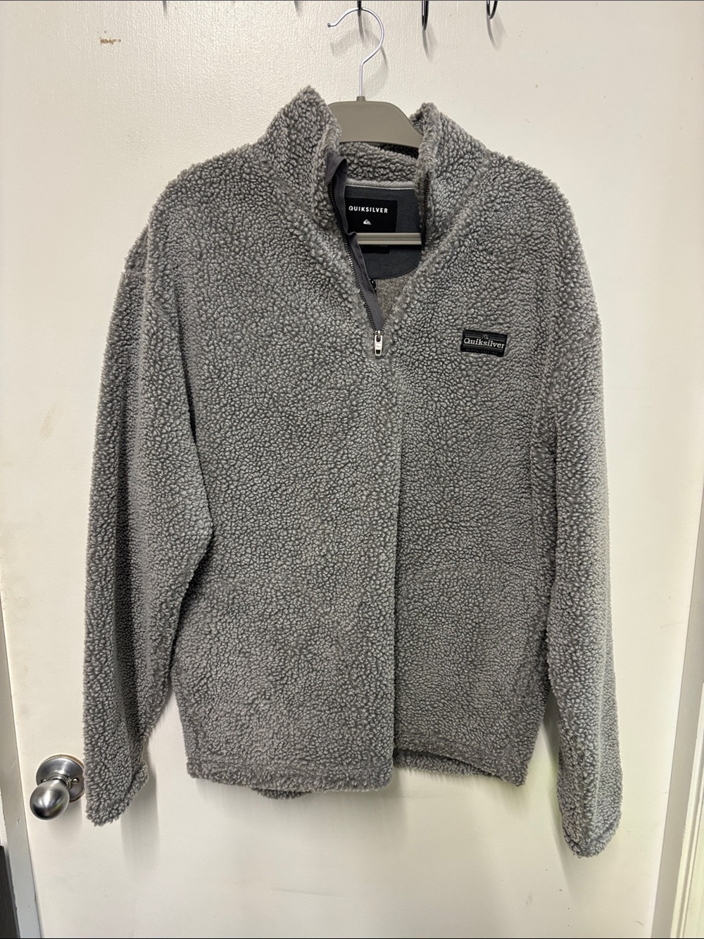 Quiksilver Gray Sherpa Half-Zip Fleece Jacket